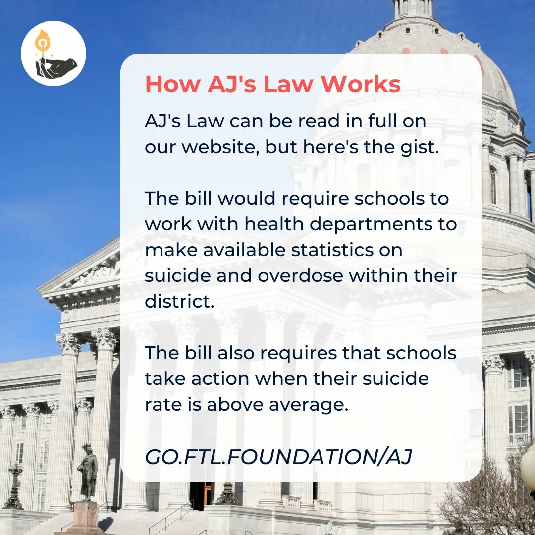 FTL_foundation's tweet photo. Help us reduce reduce suicide and overdose in our schools by contacting your state legislators! AJ's Law is a bill that would require better record keeping on student deaths, and require action when a school's suicide rate is too high. View our Facebook for more information! https://t.co/VgKjOhhJIL