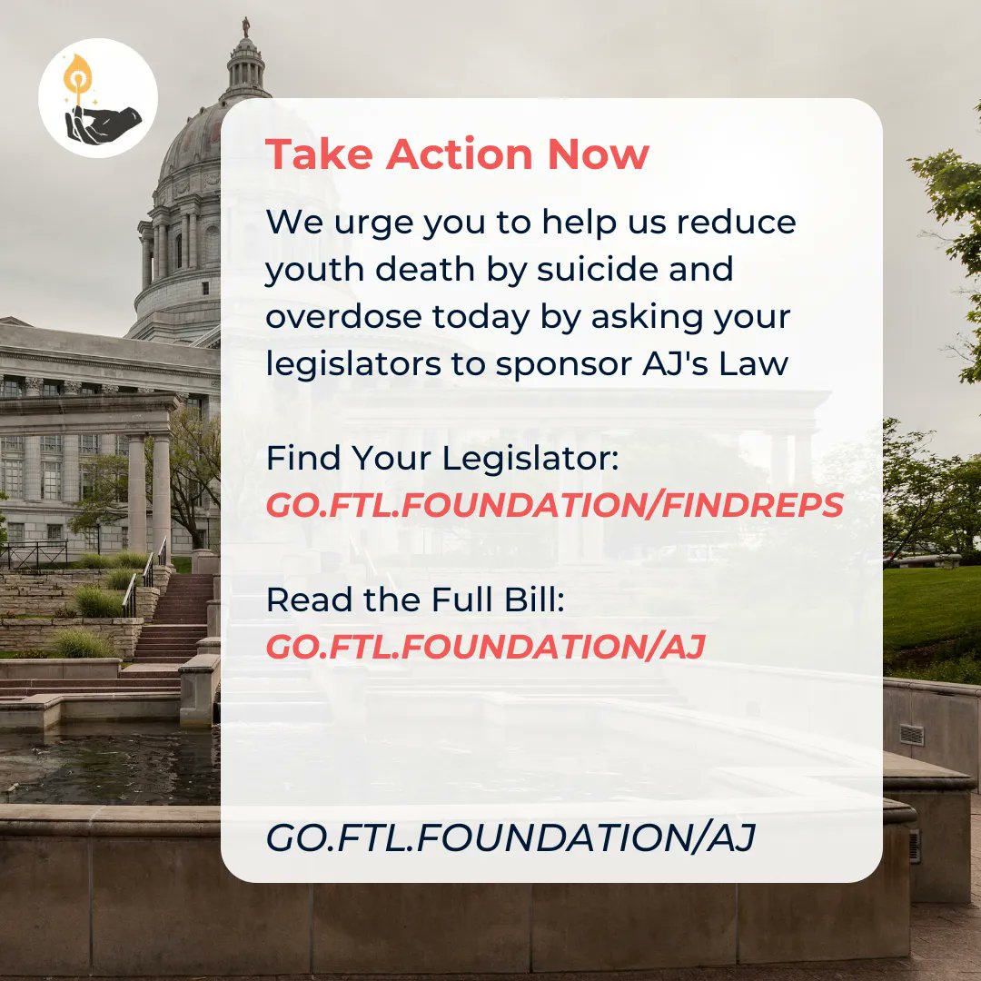 FTL_foundation's tweet photo. Help us reduce reduce suicide and overdose in our schools by contacting your state legislators! AJ's Law is a bill that would require better record keeping on student deaths, and require action when a school's suicide rate is too high. View our Facebook for more information! https://t.co/VgKjOhhJIL