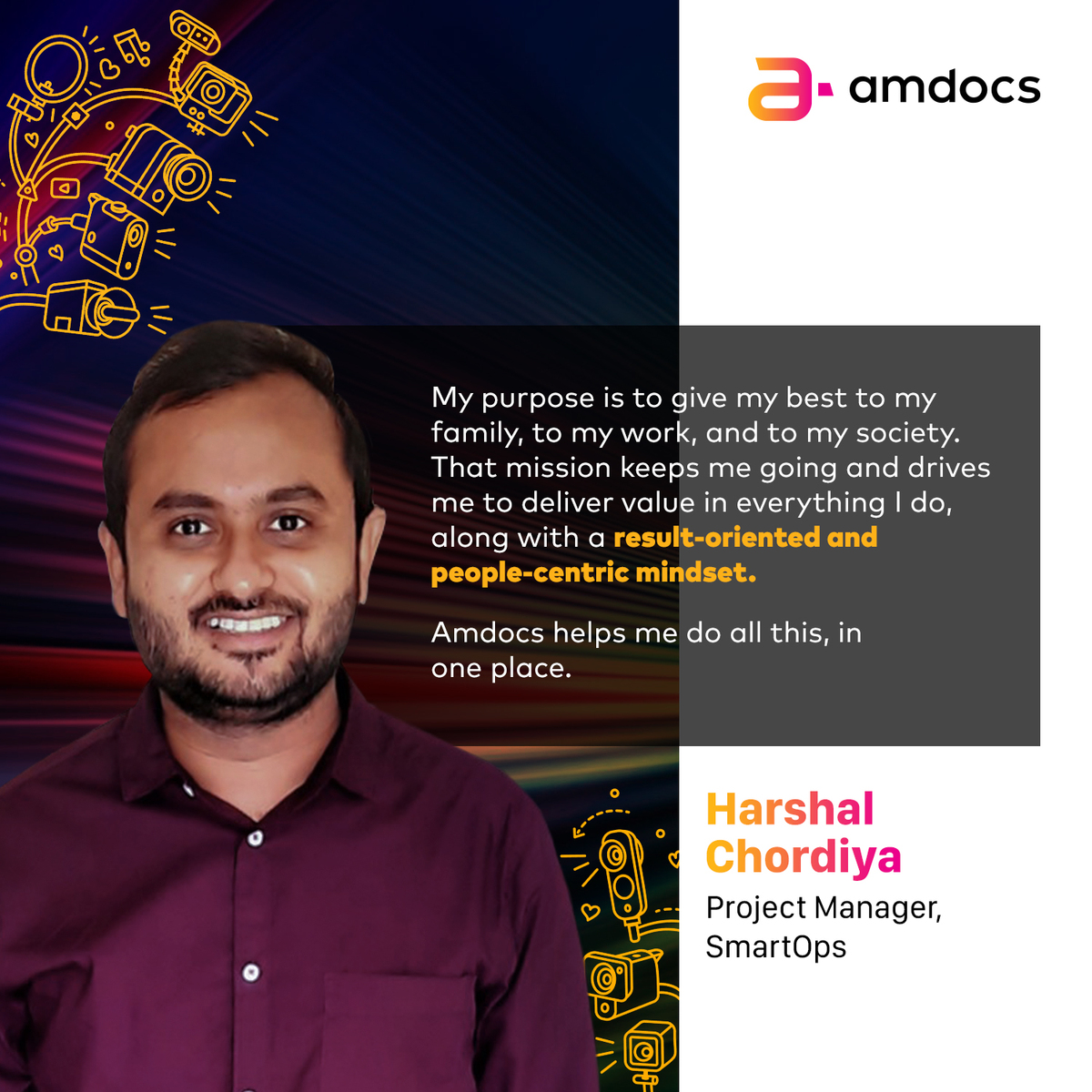 AmdocsIndia's tweet photo. A place where all your goals align? Seems almost too good to be true, but this is exactly what Amdocs aims to be for our people. Here, you have multiple opportunities to achieve your own personal missions, just like Harshal Chordiya! Here’s what he says.
#FollowingPurpose #Amdocs https://t.co/MAsvpaploW