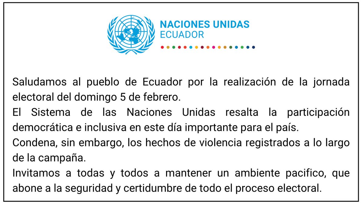 ONUecuador's tweet photo. Comunicado oficial 🇺🇳 https://t.co/5RW7ALYWsj