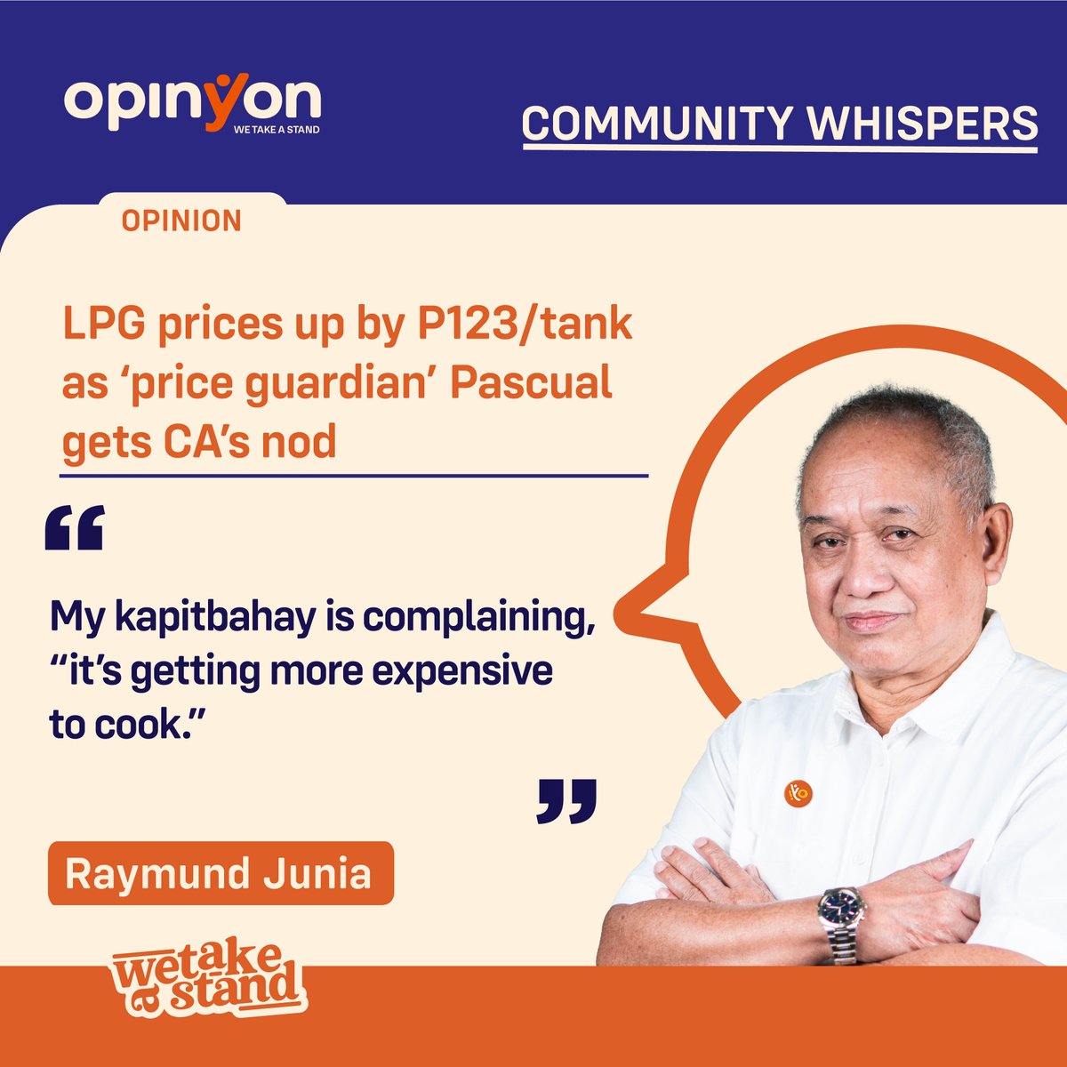 OpinYonNews's tweet photo. LPG prices up by P123/tank as ‘price guardian’ Pascual gets CA’s nod
By Raymund Junia
Read more
https://t.co/RfHfuxbRPH
#LPG #PricesUp #Pascual #CA #PriceHike #Community #Whispers #CommunityWhispers #Column https://t.co/MFtEbRyhN2