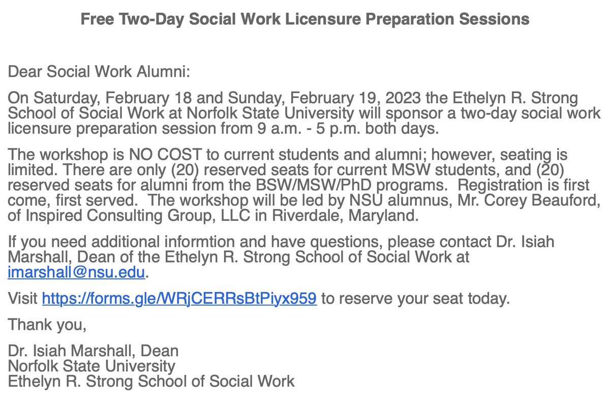 NSUSocialWrk's tweet photo. Interested in becoming licensed? Check out our free two-day prep sessions! https://t.co/vd9eYNRoT3
