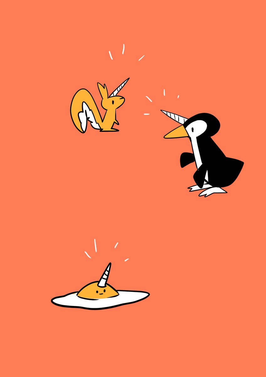 「一角栗鼠、一角ペンギン、一角めだまやき 」|加藤カトヲより愛をこめてのイラスト