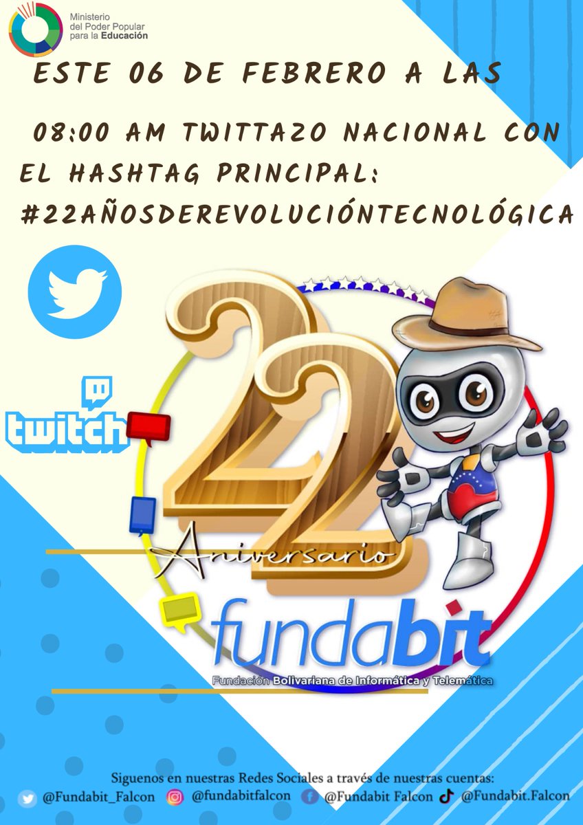 Fundabit_Falcon's tweet photo. #22AniversarioFundabit
#22AñosDeRevoluciónTecnológica
#SomosInnovaciónTecnológica https://t.co/Yi9lZ9uinG