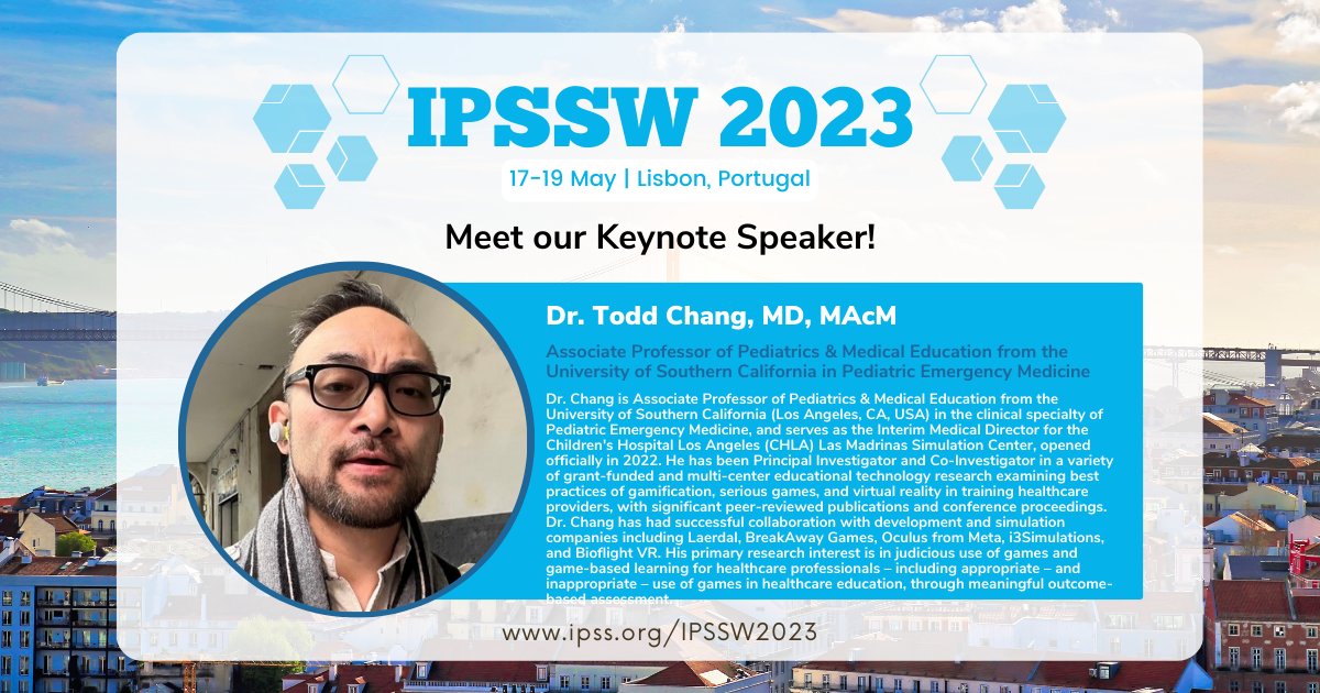 We are so pleased to announce another one of our IPSSW 2023 speakers: Dr. Todd Chang! Register now at ipss.org/IPSSW2023!