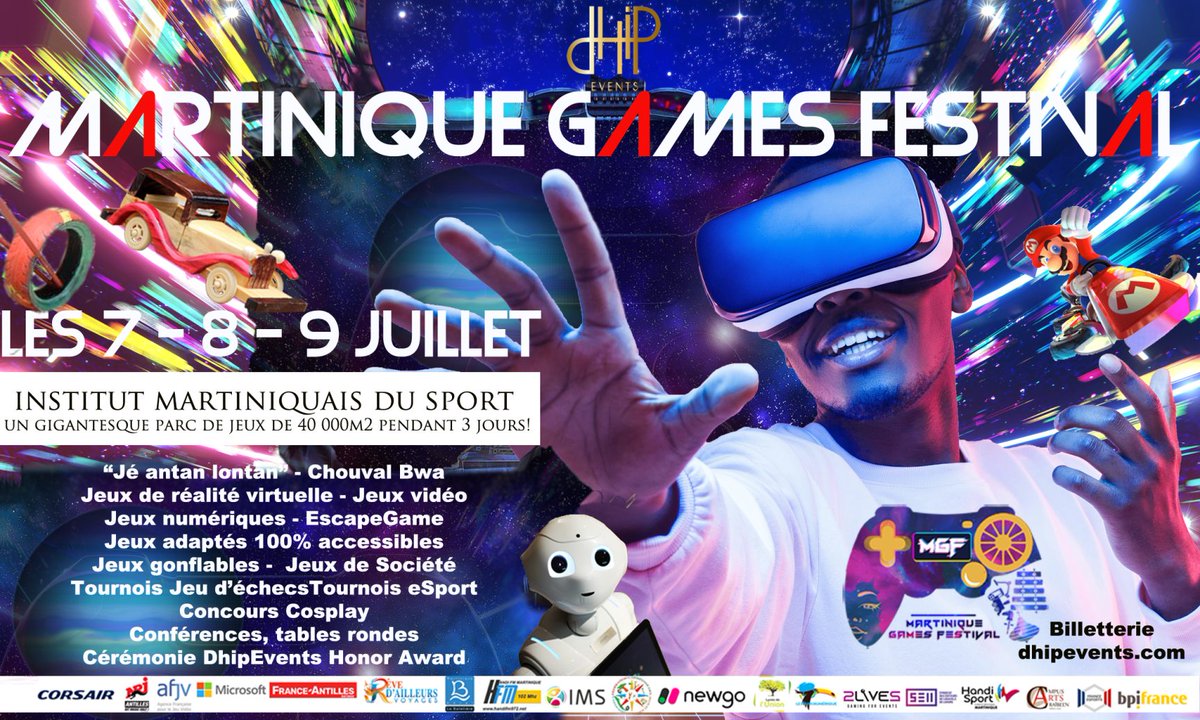 MGF_2023's tweet photo. 📣 Pour un évènement encore plus grandiose, le MARTINIQUE GAMES FESTIVAL rejoint la période des festivités les 7, 8 et 9 juillet 2023 à l’Institut Martiniquais du Sport.😍

Le jeu sous toutes ses facettes sur 40 000m2 ! Venez nombreux ! 👾

Billetterie sur https://t.co/IZm2AeV8mX https://t.co/qOLBU40UO6