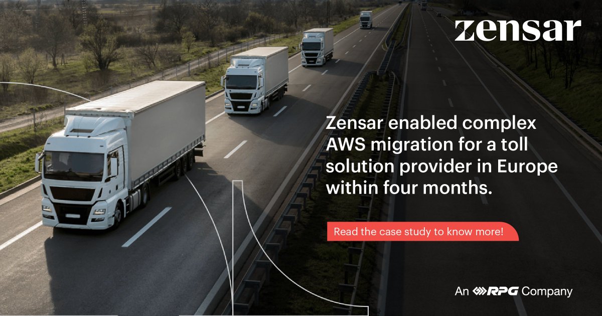 Zensar's tweet photo. Zensar migrated the AWS workloads of leading global integrated toll service provider to its acquiring entity (a British multinational oil and gas company) within four months. Read the case study to know more: https://t.co/CcbS34L553
#AdvancedEngineeringServices #ThinkVelocity https://t.co/ygxvIZeE0d