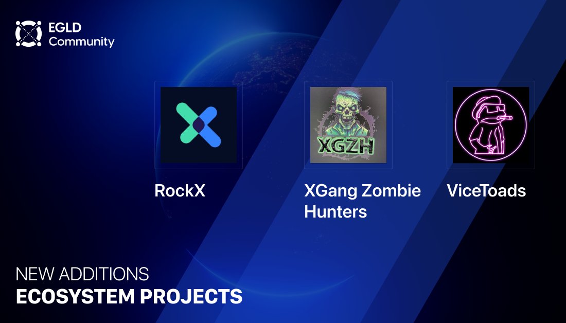 EGLD_Community's tweet photo. Check out the new projects we’ve added to our #MultiversX 'Ecosystem' (https://t.co/o9vGq1UjHK):

RockX - https://t.co/QUOTzq2vAx
XGang Zombie Hunters - https://t.co/CgHnG01d9H
ViceToads - https://t.co/lST1Kc2YnF

➡️ Want to suggest one?
https://t.co/N8Orf33Y7B https://t.co/qzo8ckGnIw