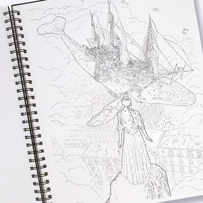 New stuff in progress, #whale over the city, colored version is coming soon! #fish &amp; #ships 
