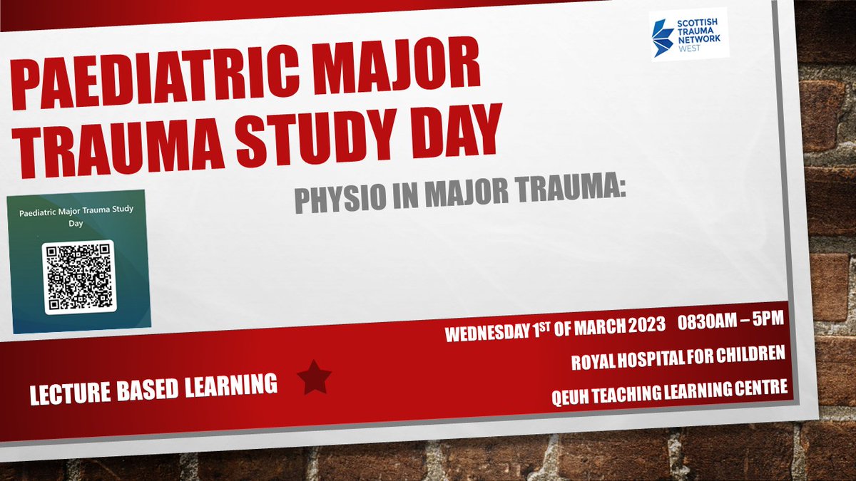 nhsggcpaedsMTC's tweet image. Our physiotherapy team in RHCG are very supportive to our Major Trauma patients. We are delighted to welcome them in sharing their pearls of wisdom. Register: forms.office.com/e/7nqzNjadF4 @ScotTraumaNwk @RHCGlasgow