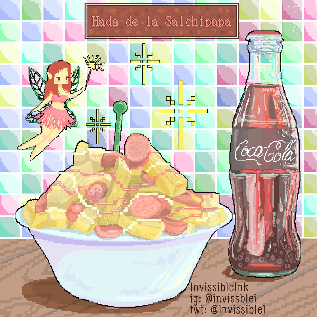 InvissibleI's tweet photo. #food #streetfood #hadas #salchipapa #Guayaquil #cocacola #pixelart #pixelartist #pixeles https://t.co/r0NZCe7GlN