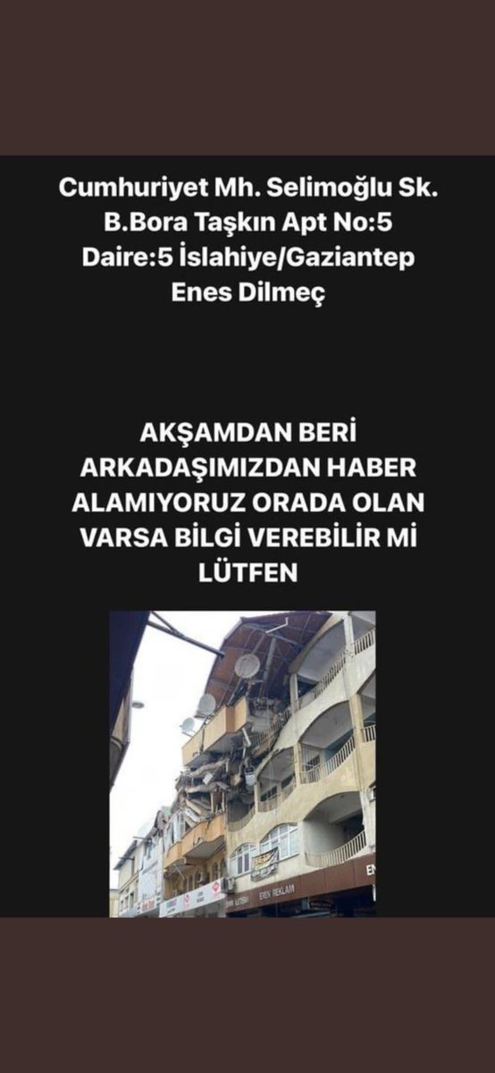 eryigittfatma's tweet photo. @AFADBaskanlik @AFADGaziantep @DepremDairesi @haluklevent https://t.co/4Cvh50nHmY