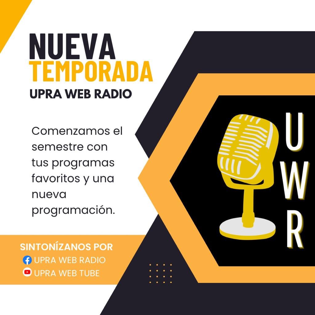 UPRA_WebRadio's tweet photo. Pendiente a nuevo contenido cada día, que ya regresamos con una nueva temporada en UPRA Web Radio. 🎤📻
#UPRA #UPRAWEB #UPRAWEBRADIO #COMUUPRA #SomosCOMUUPRA https://t.co/jiGnV7ju0E