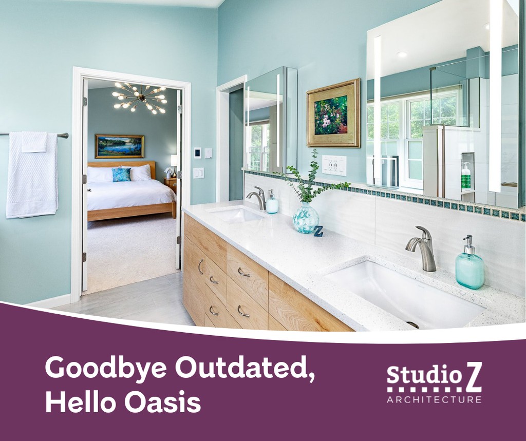 StudioZ_arch's tweet image. Our own team member knew it was time for her outdated 90s master bathroom to be remodeled into a spa-like space that is more modern, has a sit-down makeup area, and has additional storage.  

See how we transformed her bathroom into a peaceful oasis: lttr.ai/7cen