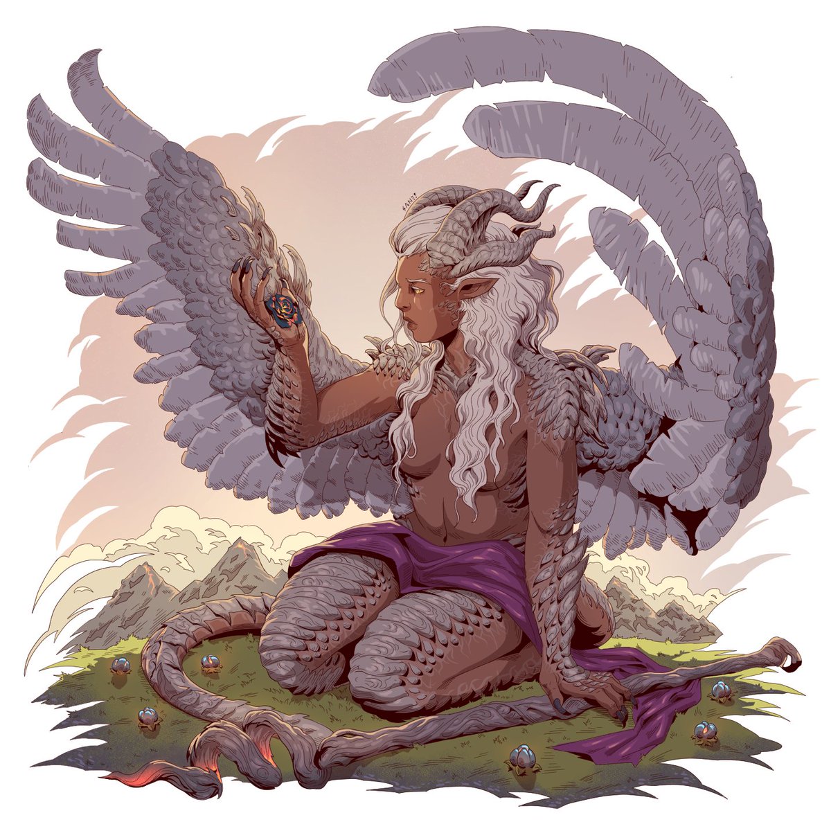 sane_kyle's tweet photo. "A World Dead Comes In Bloom" 2022 v 2021
The Four Seasons 2/4, this time symbolizing Spring. Based on a song by the extremely underrated melodic death metal band Satariel.
#angel #horns #wingedcreature #fantasycreature #fantasyart #winter #fourseasons https://t.co/FYfjacSRUf