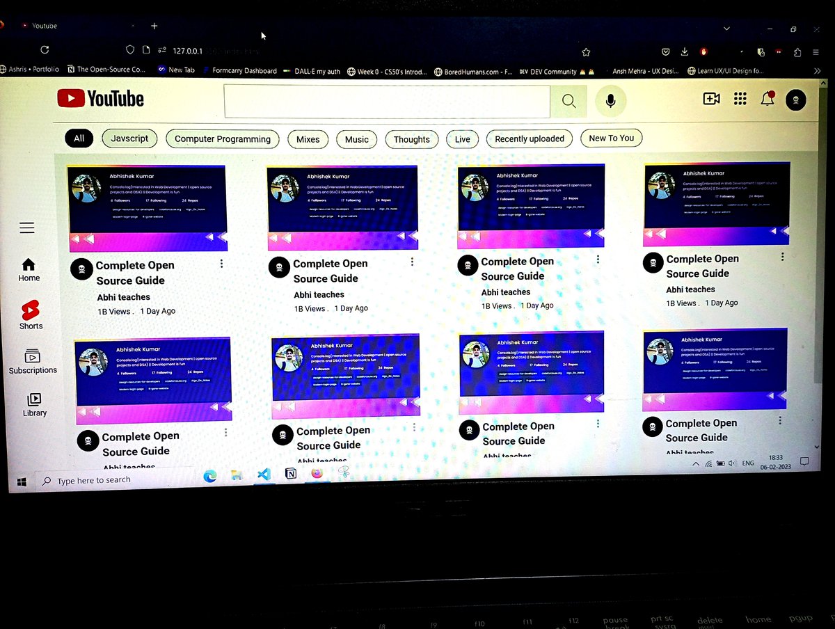 abhirajabhi312's tweet image. Hi #jsdeveloper 😇🙏
I am sharing YouTube homepage design made using HTML, css
It's not responsive yet (working👨💻 on it 😂) 
for the time being, your feedbacks are appreciate 🙏
#webdev #FrontEnd #design #HTML #YouTube #clone