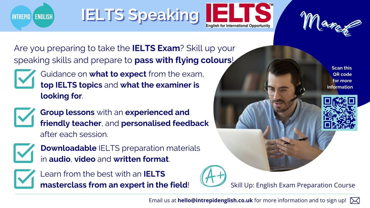 Intrepidenglish's tweet image. Feeling nervous about taking the #IELTS exam? 😩 Intrepid English Teacher Joanne is here to take your nerves away! 🚀
Our #intensivecourse is full of practical tools &amp;amp; skills to get you exam ready!
fun-hill-501.myflodesk.com 
#IELTSSpeaking #learnenglishonline #onlineenglishlessons