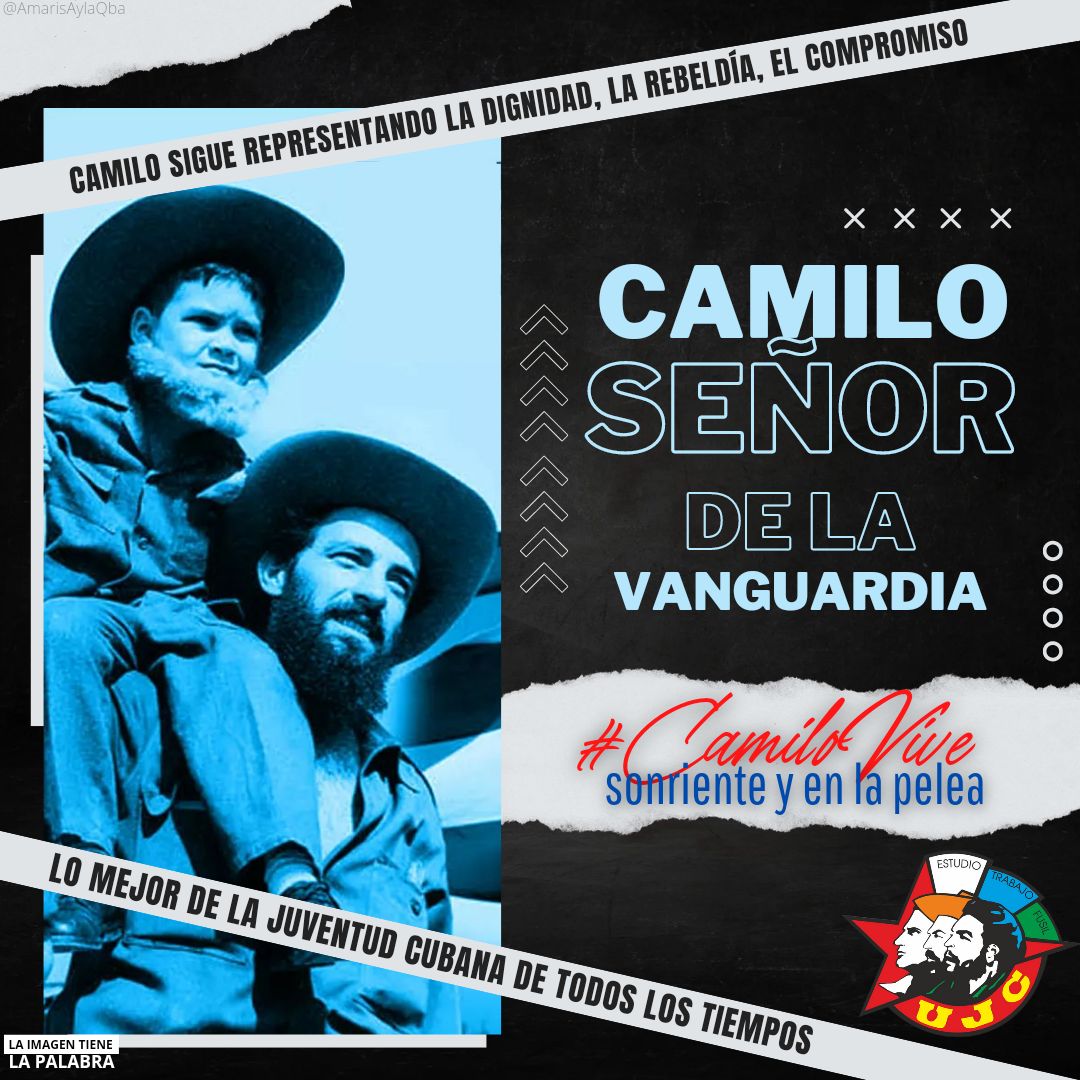 Barbudo y gigante el Señor de la Vanguardia! #CamiloVive en todos, representando la dignidad, la rebeldía y el compromiso. #Cuba te recuerda. Y la <a href="/UJCdeCuba/">UJC de Cuba</a> te añora.