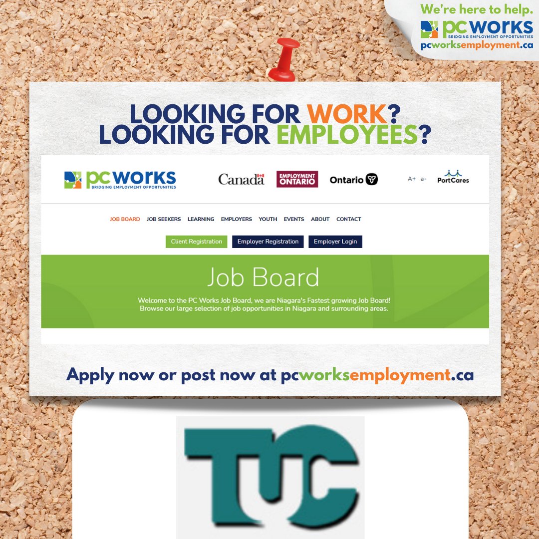 PCWorksEmploy's tweet image. Job Posting: MAINTENANCE MILLWRIGHT
Business name: Trans-United Consultants Ltd
Location: Fort Erie
Wage: $40.19 per hour
Hours: Full-time
Find more details and apply online at pcworksemployment.ca/job-posting/jo…