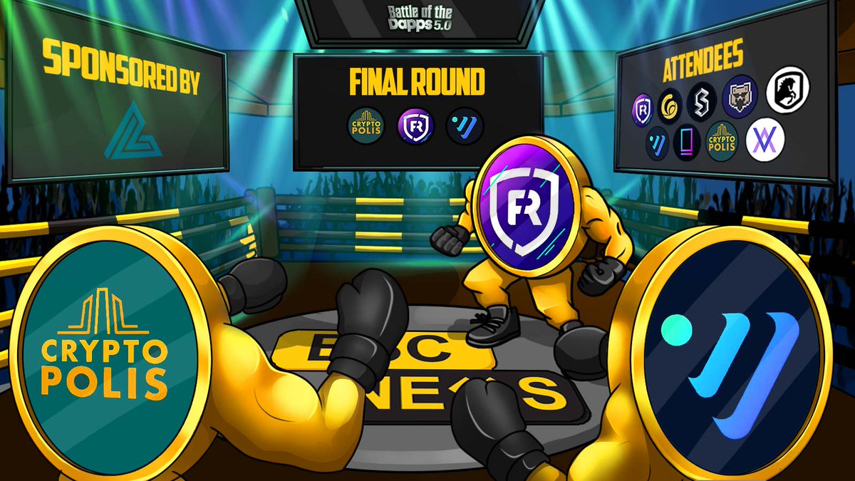 BSCNews's tweet photo. 🔔Today, the brawl comes to an end! 

🏅The @LEND_finance #sponsored #BattleoftheDapps will have a new champion in @realfevr, @VenusProtocol or @cryptopolisgame. DON’T MISS IT!

🔥 Tune in at 7 PM UTC to catch all the excitement!

🌐 https://t.co/aMRoCoOPCq

#crypto #CryptoNews https://t.co/wSZ0xC93dn