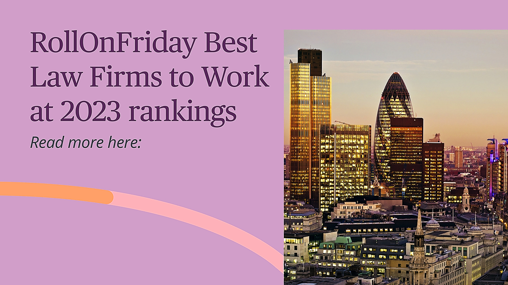 We’re delighted to have secured third place in <a href="/RollOnFridayWeb/">RollOnFriday</a> latest Best Law Firms to Work At 2023 survey, as well as being the top ranked City firm! Click here to see the full results: 2bird.ly/3wYragB