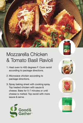 ChristySerrato's tweet photo. Check out the @Target recipe card for #Mozarella #Chicken &amp; #TomatoBasil #Ravioli. #WinePairing recommendation courtesy of @PairAnything! https://t.co/9EZyYRi54s