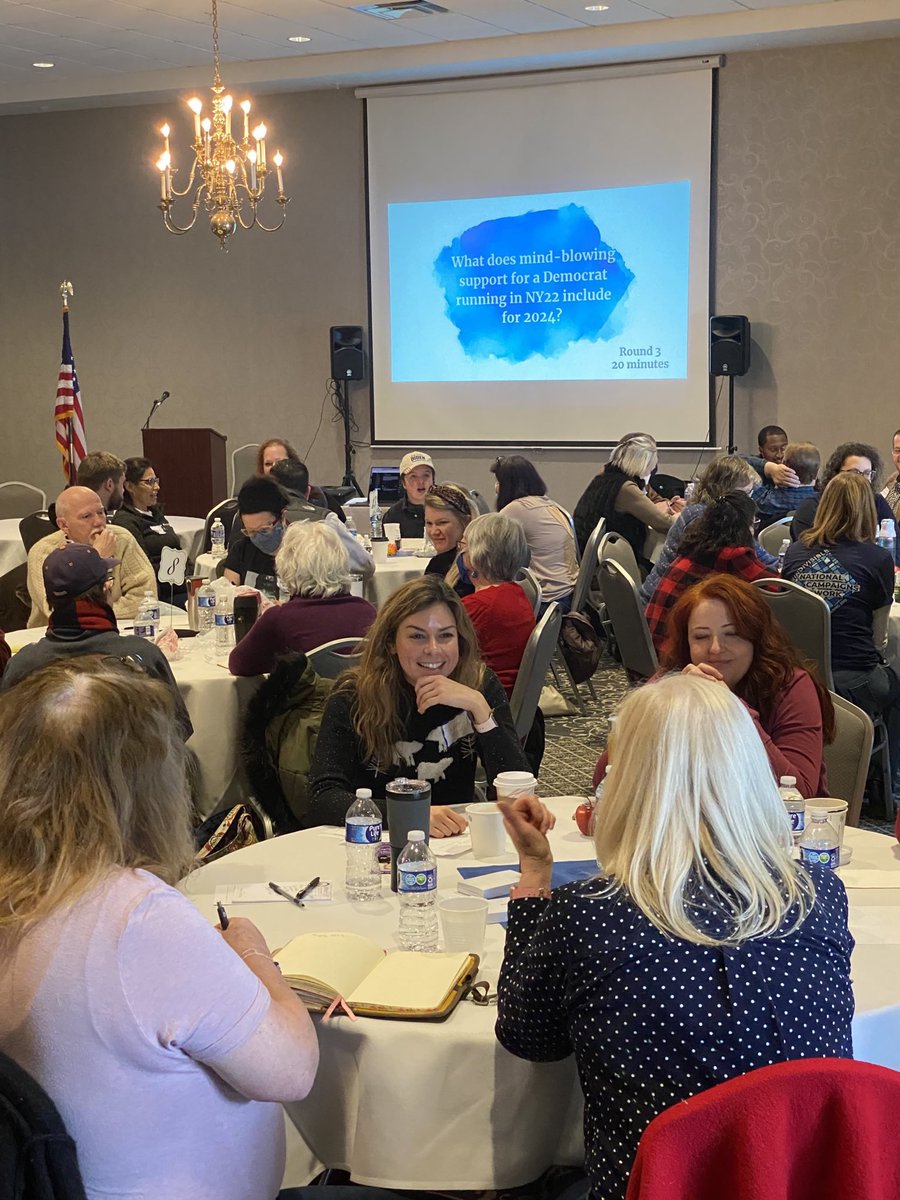 Katelyn_Kriesel's tweet photo. Thank you @IndivisibleMV @SReeske and the steering committee for hosting the #NY22 summit this weekend! Shoutout to the amazing women at Table 4 💙

And congratulations to Judge Ted Limpert on being sworn in to Onondaga County Court Judge! https://t.co/18eiENicC6