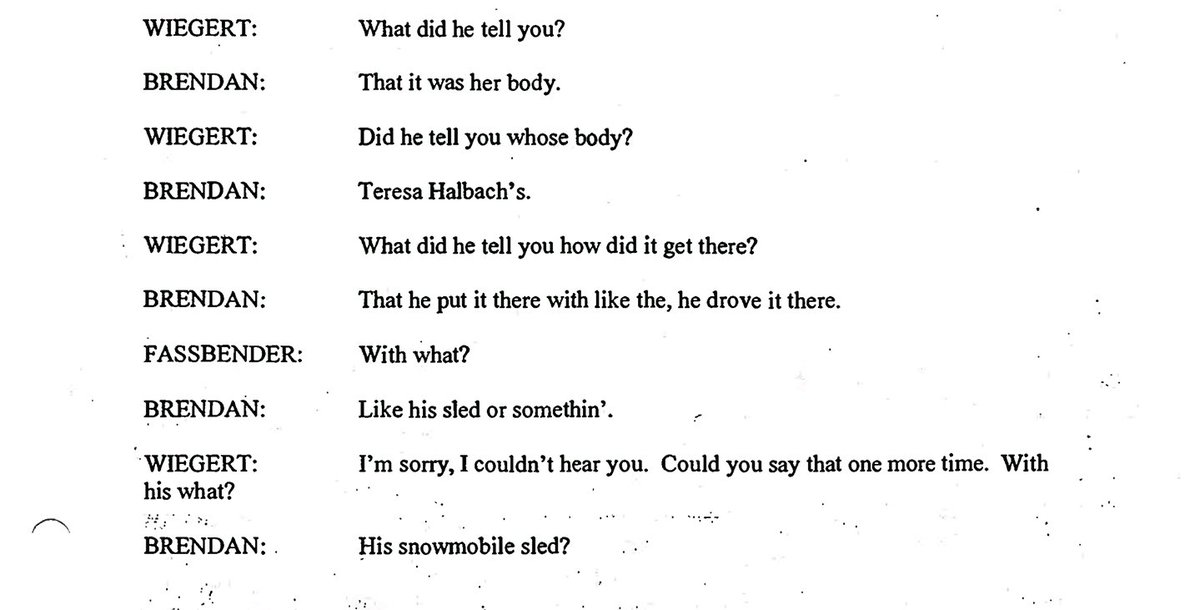 Feb 27, Brendan said SA used a snowmobile to 'drove' the body to the burn pit.

Snowmobilers refer to their machines as 'sleds', just as as motorcyclists refer to their machines as 'bikes'.

#freebrendandassey
#BringBrendanHome
#MakingaMurderer
#brendandassey