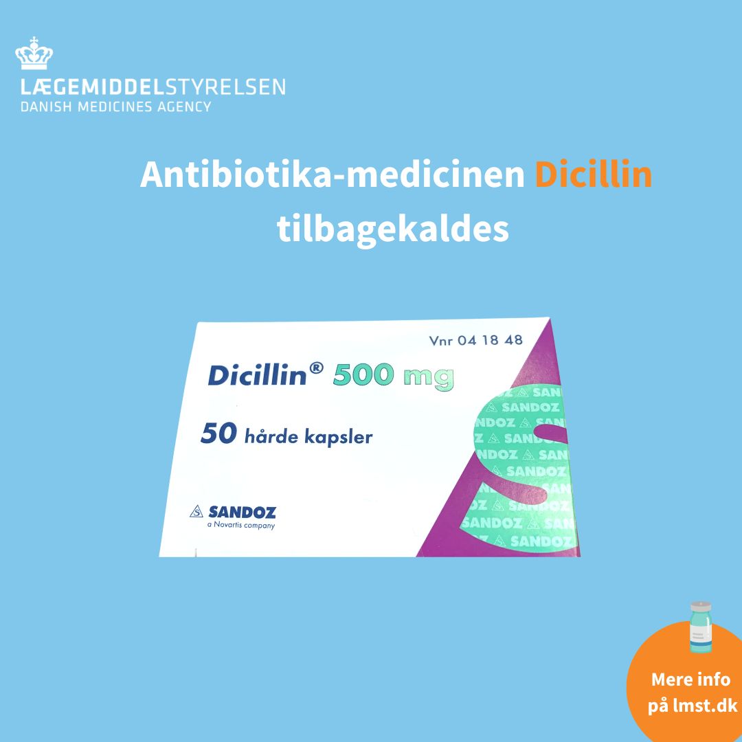 LMSTdk's tweet image. Antibiotikalægemidlet Dicillin fra firmaet Sandoz tilbagekaldes. Patienter, der er i behandling med Dicillin Sandoz 500 mg kapsler, skal gå på apoteket og få byttet medicinen. Læs mere her:  bit.ly/3YmaoUi