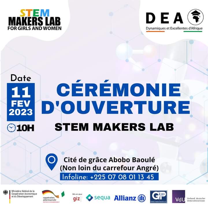 et_dea's tweet photo. Nous l'avons rêvé, nous l'avons réalisé!
DynExcAfrica vous convie à la cérémonie d'ouverture de son STEM MAKERS LAB ce samedi 11 Février 2023 à 10h à la Cité de grâce Abobo Baoulé ,non loin du carrefour Angré.
#cérémonie_d_ouverture
#Stem_Makers_Lab
#DynExcAfrica https://t.co/8oBdBfpnEO