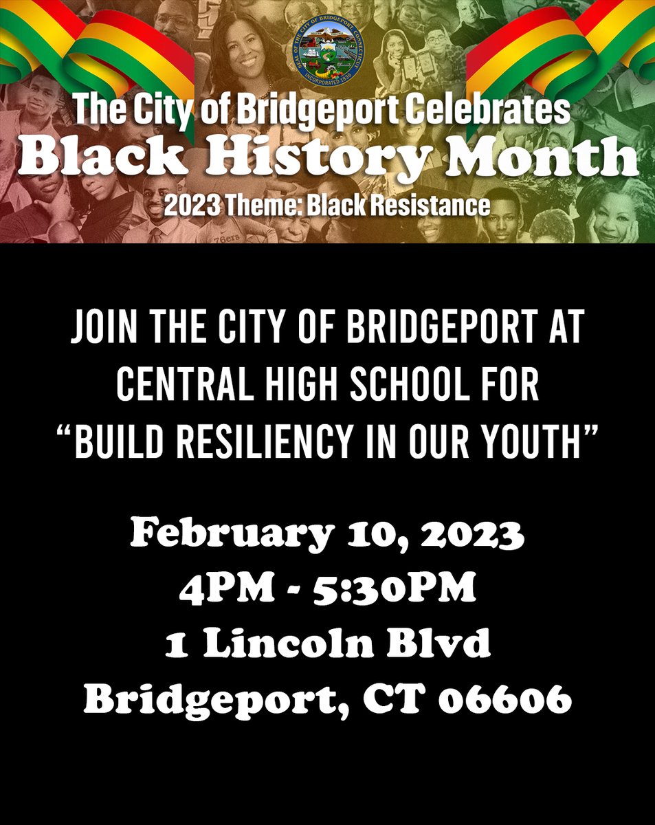 Join us for our next event for Black History Month! We will be at Central High School at 1 Lincoln Blvd from 4:00 PM - 5:30 PM on February 10th. This event will focus on building resiliency among our youth by addressing adverse childhood experiences and community environments.