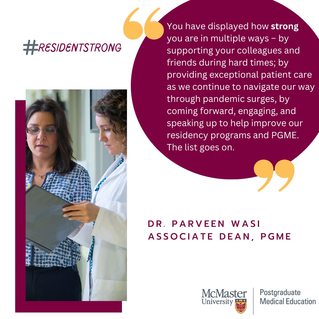 McMasterPGME's tweet photo. #ResidentStrong A message to our trainees from Dr. Wasi to kick start the week of celebrating our residents and highlighting their strengths. #ResidentDoctorsAppreciation2023 @ResidentDoctors #MacLovesOurResidents https://t.co/1VNxaSJlnh