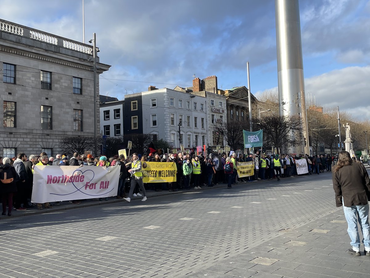 IrishRefugeeCo's tweet photo. We are at the United Against Racism rally at the GPO Dublin organised by @LeCheileDND &amp; @UnitedARacism. 

Massive turnout and loving the powerful solidarity speeches and spirit. A true reflection of the diverse Irish society.

#standingwithrefugees https://t.co/Hmy4XyNtzp