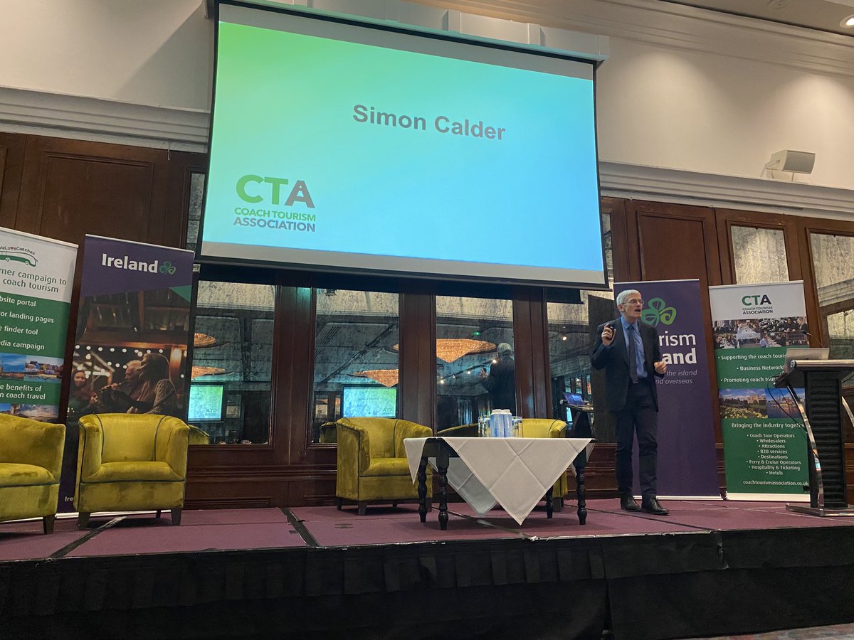 Simon Calder kicking off the Coach Tourism Association from Great Britain  conference - many members in Belfast for the first time. Welcome ⁦<a href="/SimonCalder/">Simon Calder</a>⁩ and all CTA members.
