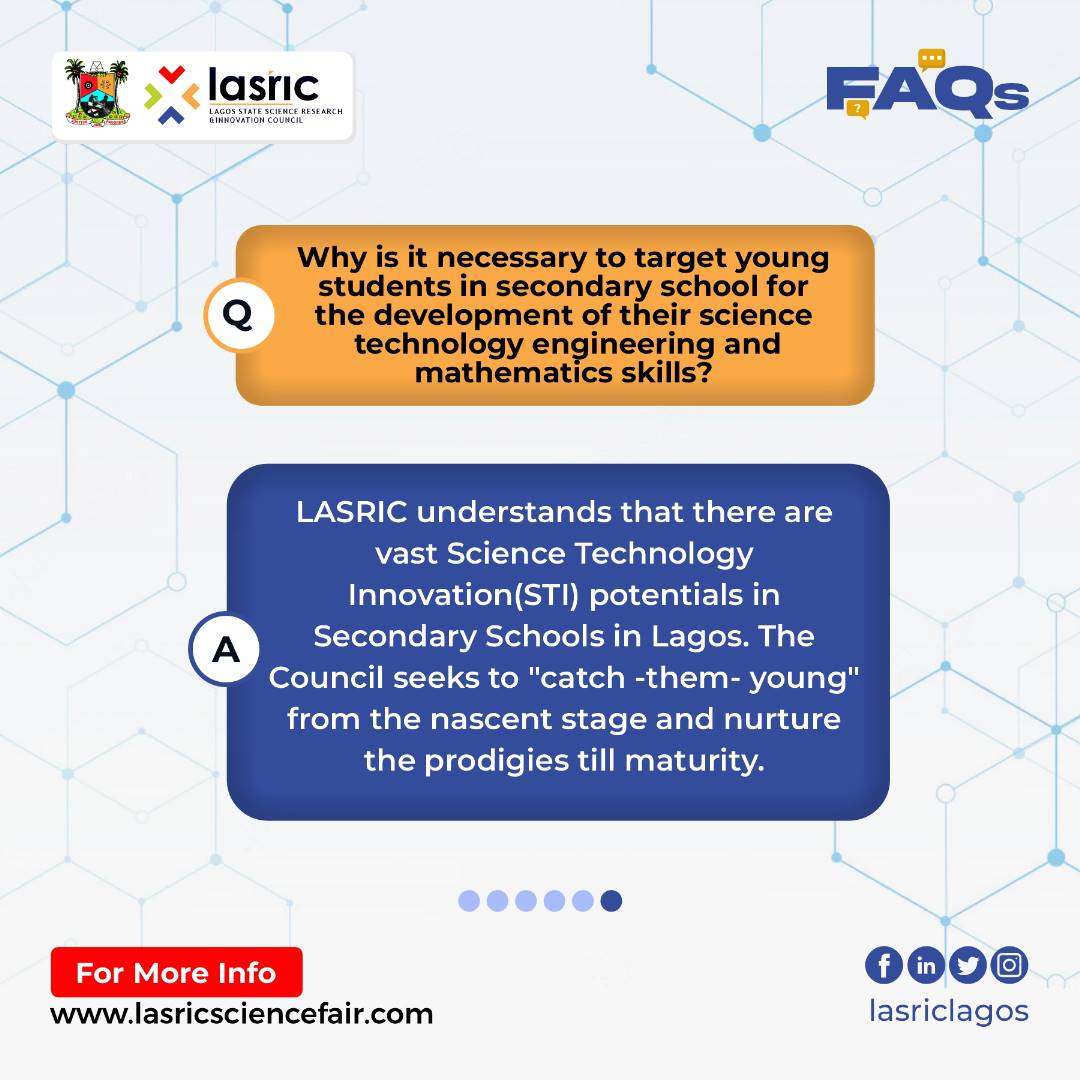 Lasriclagos's tweet photo. Do you have more questions about the LASRIC Science Fair? Swipe Left!➡
Visit https://t.co/ArHvsRjuRj to learn more.
@followlasg
#talent #lasric #science #lasricsciencefair #tech #innovation #students #tertiary #secondaryschool #pupils #technology https://t.co/VwHGTCx7AG
