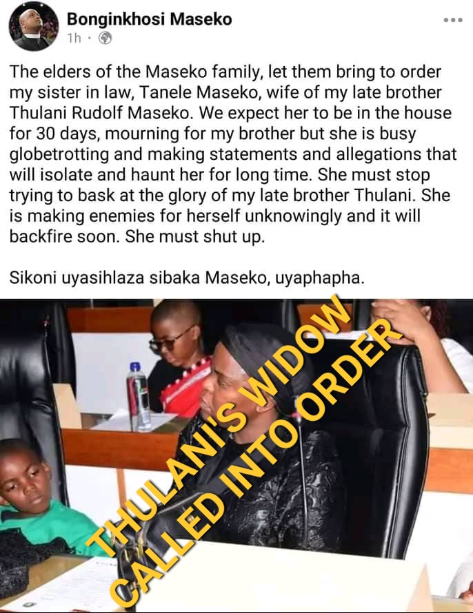TheKingdom22's tweet photo. 🏺WIDOW CALLED TO ORDER🏺

Emaswati are calling to order Thulani Maseko's widow Tanele for rushing and basking at the glory of her husband. She should have waited for the right time instead of going around making some cheap political &amp; baseless allegations. 
#Thulani
#Eswatini https://t.co/GjHms7t7Bh