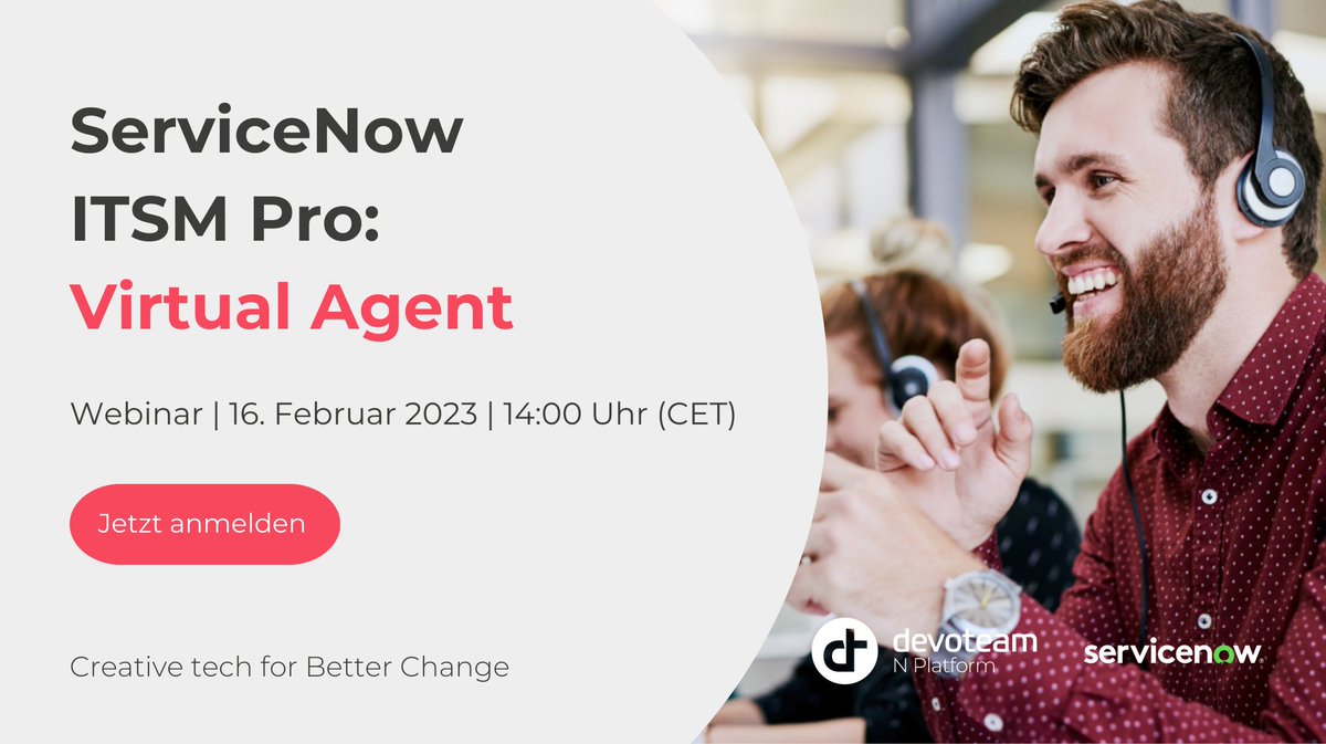 Kunden &amp; Mitarbeiter erwarten, dass sie das, was sie brauchen auf Knopfdruck erhalten.⏱️
Besuchen sie unser Webinar zum Thema #ServiceNow #VirtualAgent und erfahren Sie, wie Sie ein durchgängiges, intelligentes Kommunikationserlebnis schaffen.🚀
bit.ly/3HFKQe4 
#itsmpro
