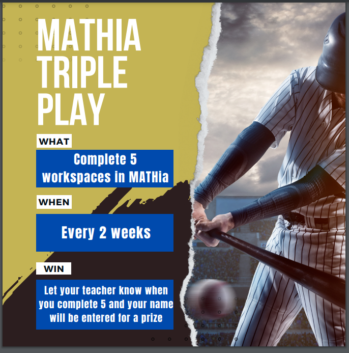 SeguinHSTx's tweet photo. Amazing opportunity for all SHS students enrolled in Algebra 1. Be the Mathia Triple Play Champion of your class and win big! #Bin23 #SHSTransformationStartsHere https://t.co/6gHSSYVghj