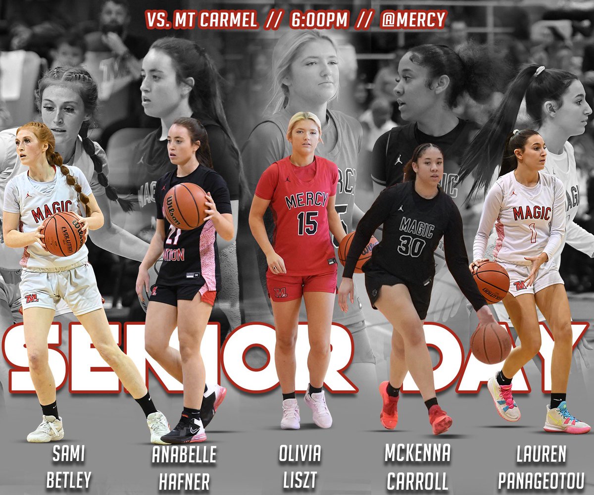 MagicAthletics's tweet photo. 4 years ago this group of 5 seniors made v. basketball as freshman and went on to change the Mercy Basketball program forever.
Join us tonight on Marion Court as we celebrate these 5 seniors as our 5th ranked Varsity Basketball team takes on 8th ranked Mt. Carmel on Senior Night! https://t.co/wQfZ8Tq2Ps