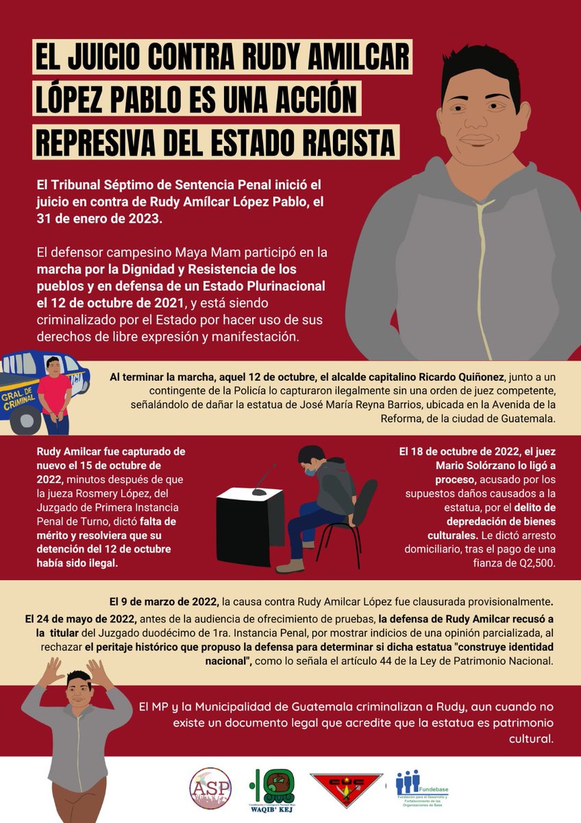 Juicio contra Rudy Amilcar López Pablo es una acción represiva del Estado racista.