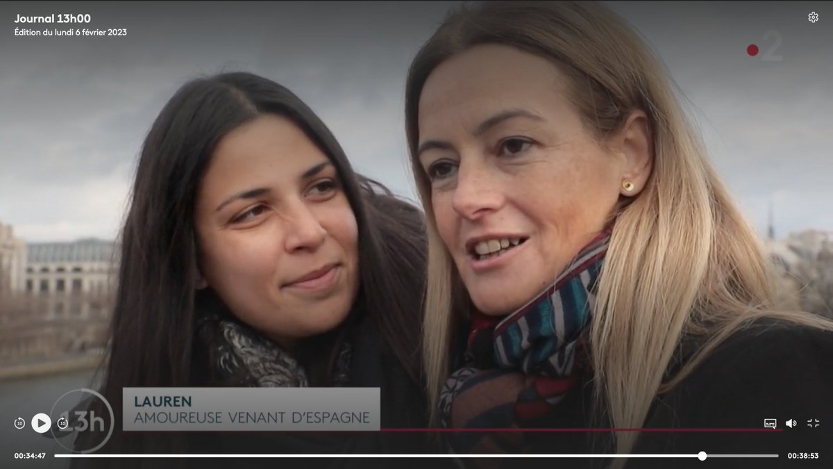 cmassad's tweet photo. Merci @Le13HFrance2 et @infofrance2 pour l'inclusion d'un couple lesbien dans le reportage sur l'amour à #Paris #ftvpride #DEI https://t.co/n9eInxw6Ex