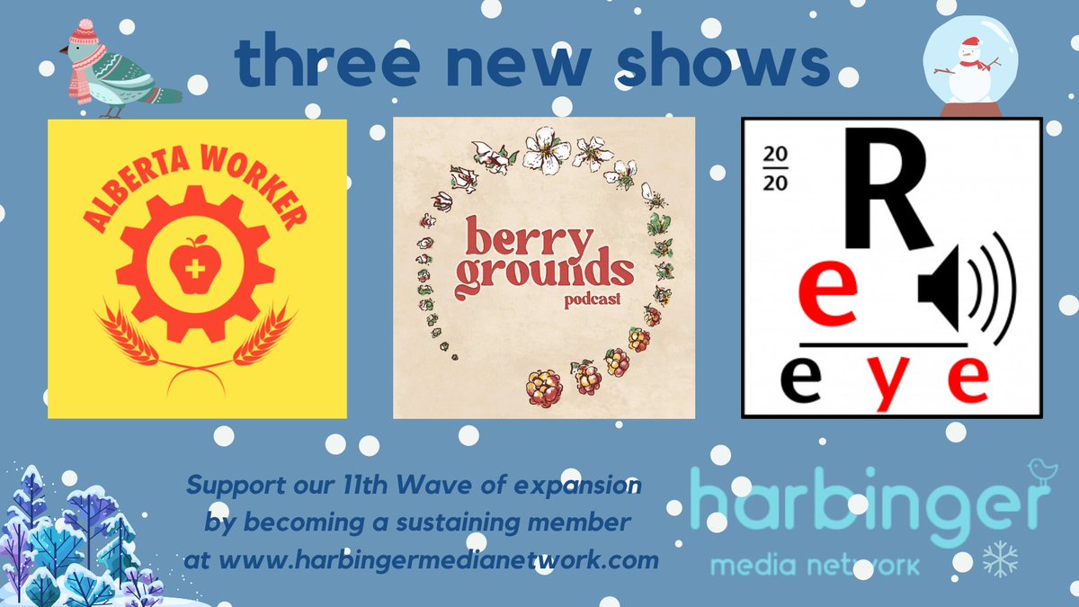 We're excited to welcome 3 new podcasts to the community! ⚒️ The Alberta Worker (w/ @kim_siever in Lethbridge) 👁‍🗨legacy public affairs show @redeyeradio(w/ @CoopRadio in Vancouver) 🫐 @berrygrounds (w/ the @IndependentNL in St. John's) Find out more at harbingermedianetwork.com🔶