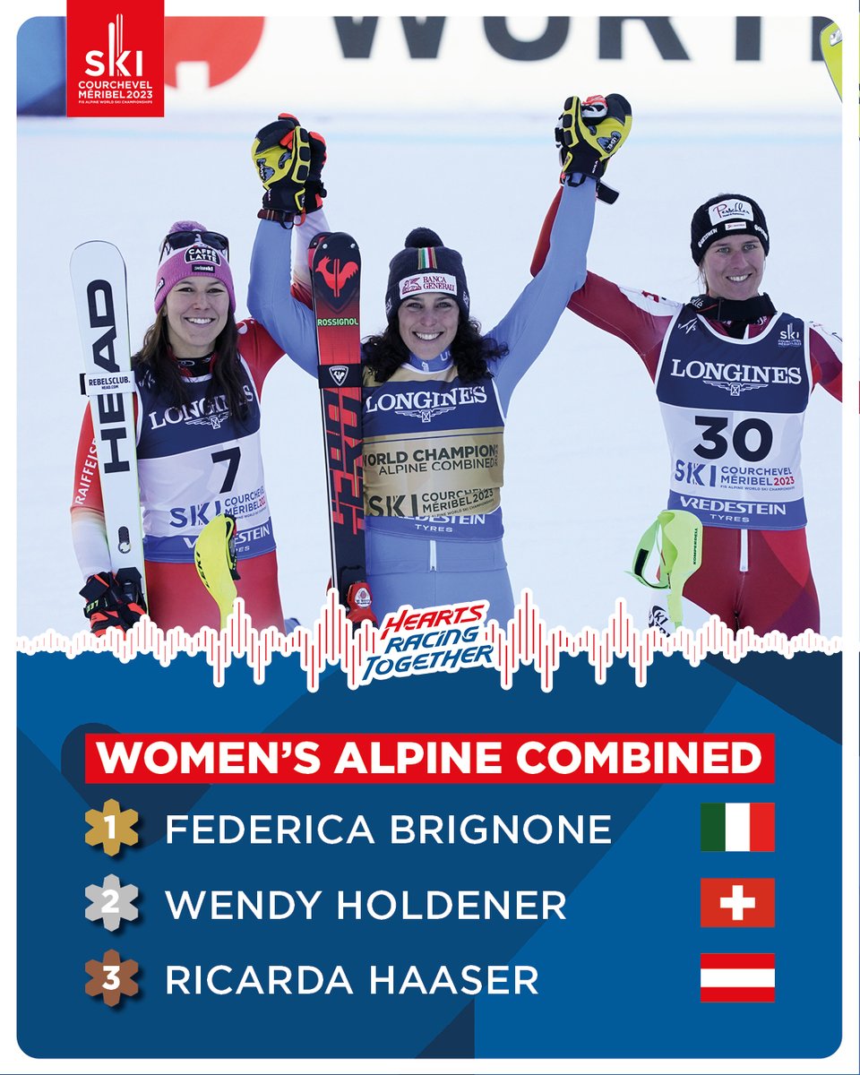 🇬🇧 Winners of the first day: 🥇 Federica Brignone 🇮🇹 🥈 Wendy Holdener 🇨🇭 🥉 Ricarda Haaser 🇦🇹 Let’s meet tomorrow in Courchevel for the Men’s Alpine Combined ! Bets are on ! #courchevelmeribel2023 #courchevel #meribel #ski2023