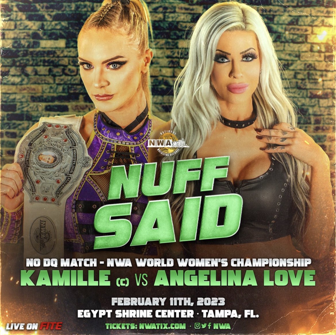 ActualALove's tweet photo. No DQ? My favourite 😏 Time to tear this one down brick by brick…@nwa #NuffSaid #8timechamp https://t.co/Xf2HTpZiEW