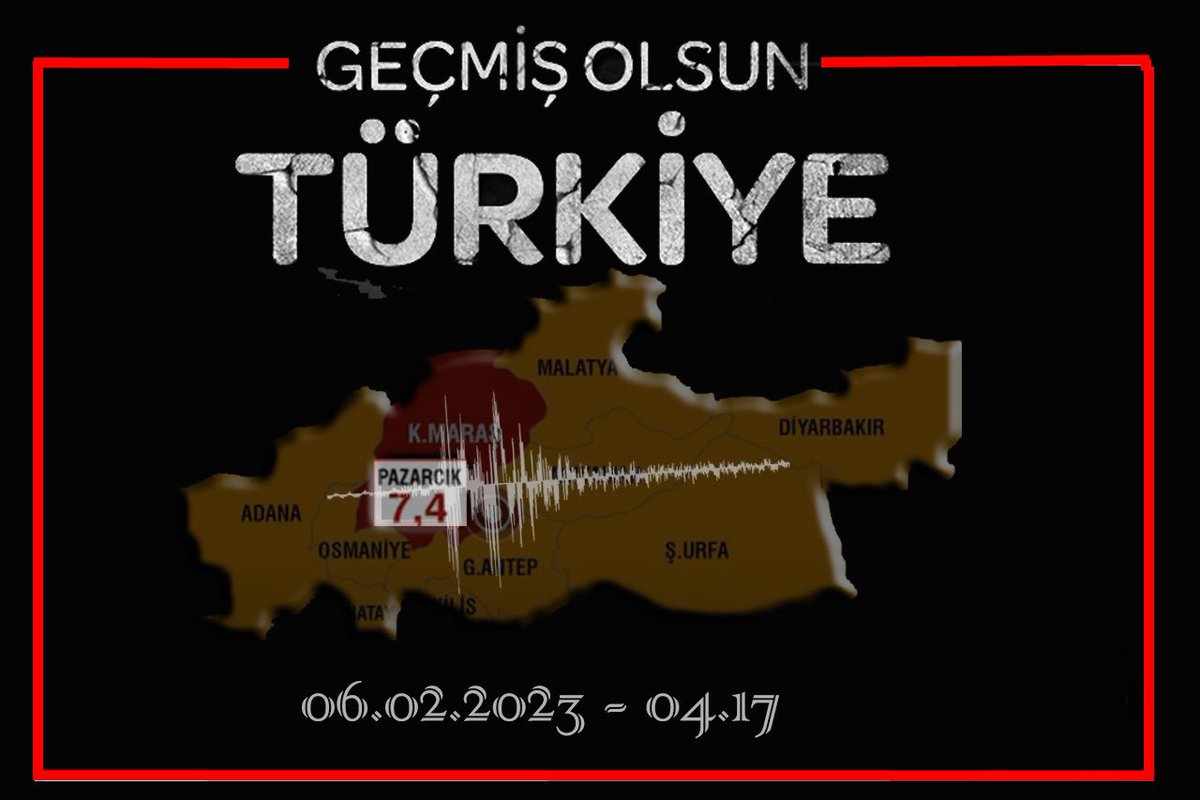 Kahramanmaraş-Pazarcık ilçesinde meydana gelen ve çok sayıda ilimizin etkilendiği 7.4 şiddetindeki depremde hayatını kaybeden vatandaşlarımıza rahmet, yaralılarımıza şifa, geride kalanlara sabır, ülkemiz geneli depremden etkilen tüm vatandaşlarımıza geçmiş olsun....