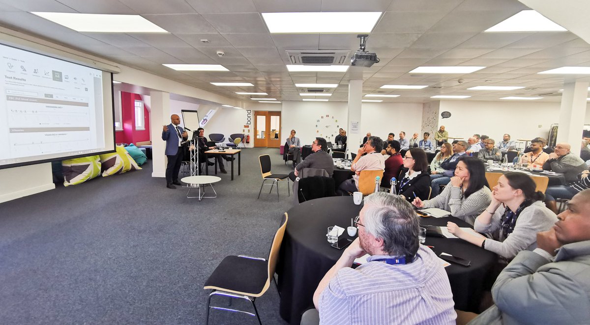 UKKidney's tweet photo. Dr Mohammad Al-Ubaydli, CEO &amp; founder of @patientsco giving an overview at the #UKRR Informatics Meeting of how #kidney patients are transitioning to the PKB platform, upcoming changes based on recent feedback &amp; what's next for personal health records. https://t.co/lBLf5GrBKc