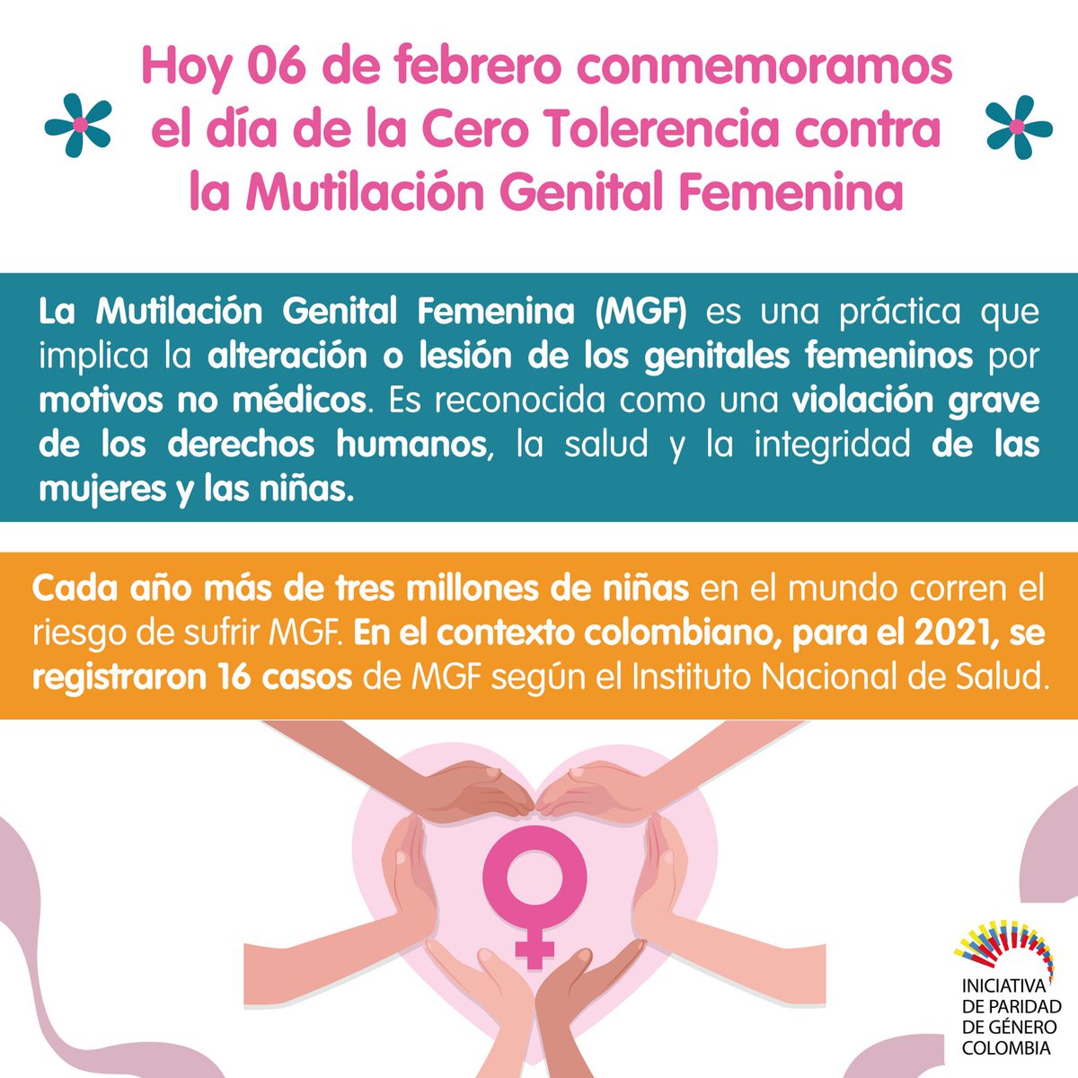 Hoy seis de febrero conmemoramos el día de la Cero Tolerancia contra la Mutilación Genital Femenina 

#mutilaciongenitalfemenina