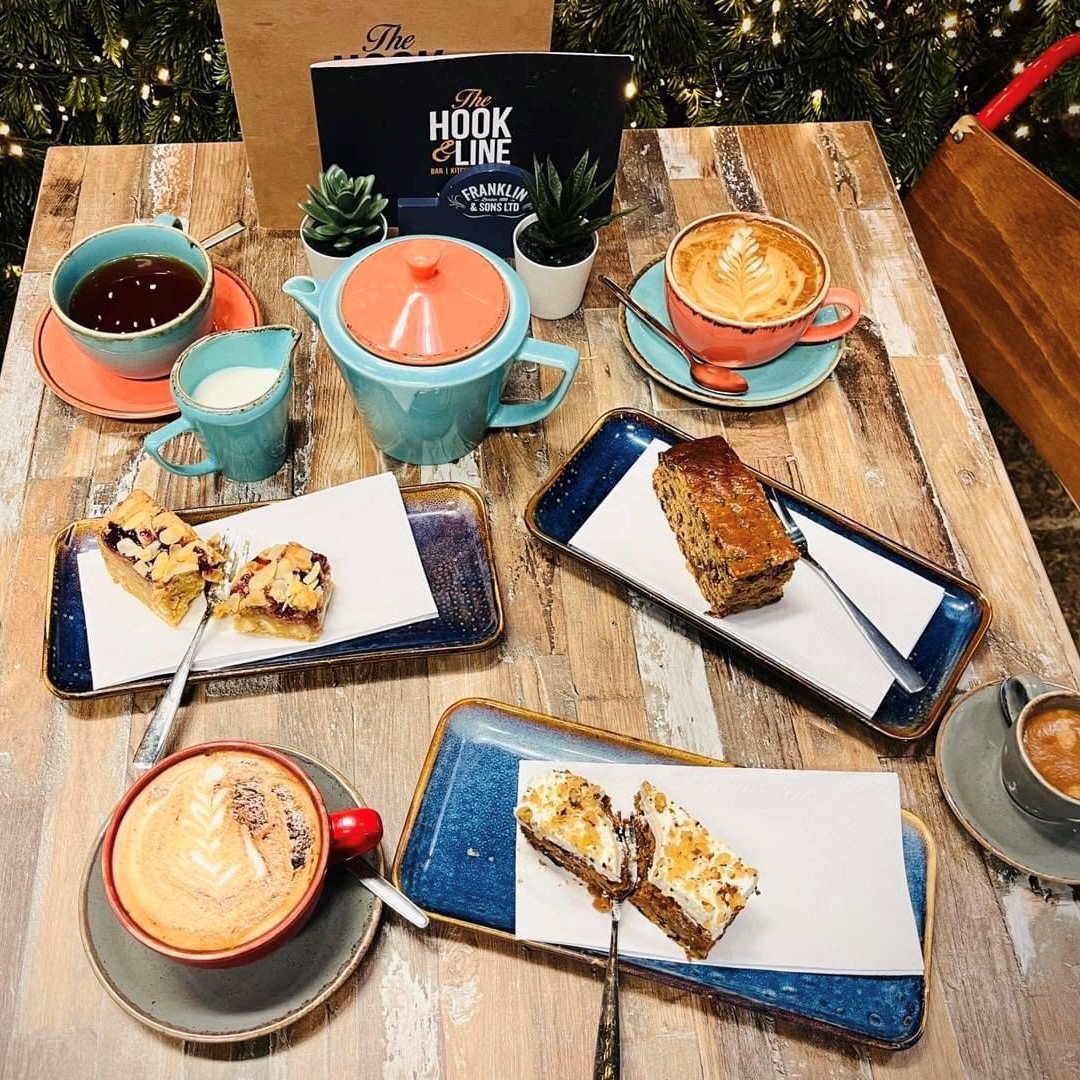 E X C I T I N G
N E W S ! 

The Hook &amp; Line will start opening at 8:30am from Saturday 11th February. 

Enjoy our freshly baked pastries, toast &amp; preserves, crunchy granola or even a cheeky slice of cake! All washed down with a delicious selection of locally sourced drinks!