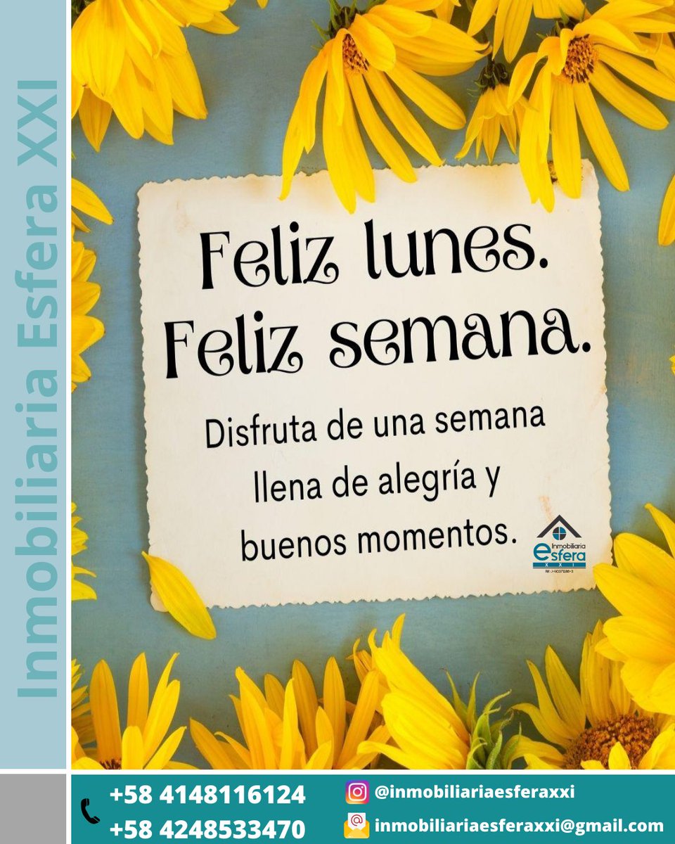 Teléfono: +58 414 8116124
  +58 424 8533470
Correo: inmobiliariaesferaxxi@gmail.com
Instagram: @inmobiliariaesferaxxi
Linkedln: Inmobiliaria Esfera XXI
Facebook: Inmobiliaria Esfera XXI
Youtube: Inmobiliaria Esfera XXI
Pinterest: Inmobiliaria Esfera XXI