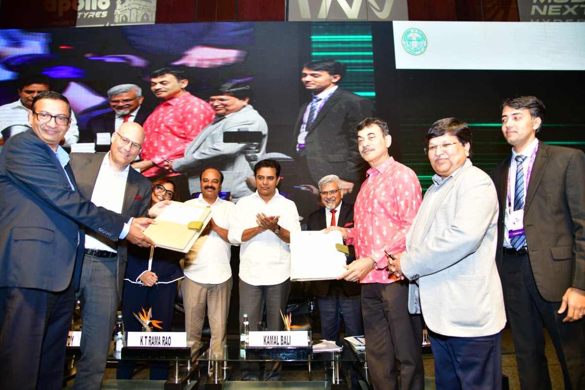 MinisterKTR's tweet photo. TUV Rheinland and Automotive Test Systems (ATS), leading global automotive testing operators will be investing Rs 250 Cr to set up India's first CAV proving grounds, and state of the art EV, battery, and emerging technology testing labs in Telangana Mobility Valley. https://t.co/qzCruJLrZl
